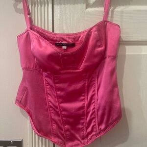 Jessie Della Femina Italy 100% Silk Pink top Corset. US Sz Small Fits B, C Cups.